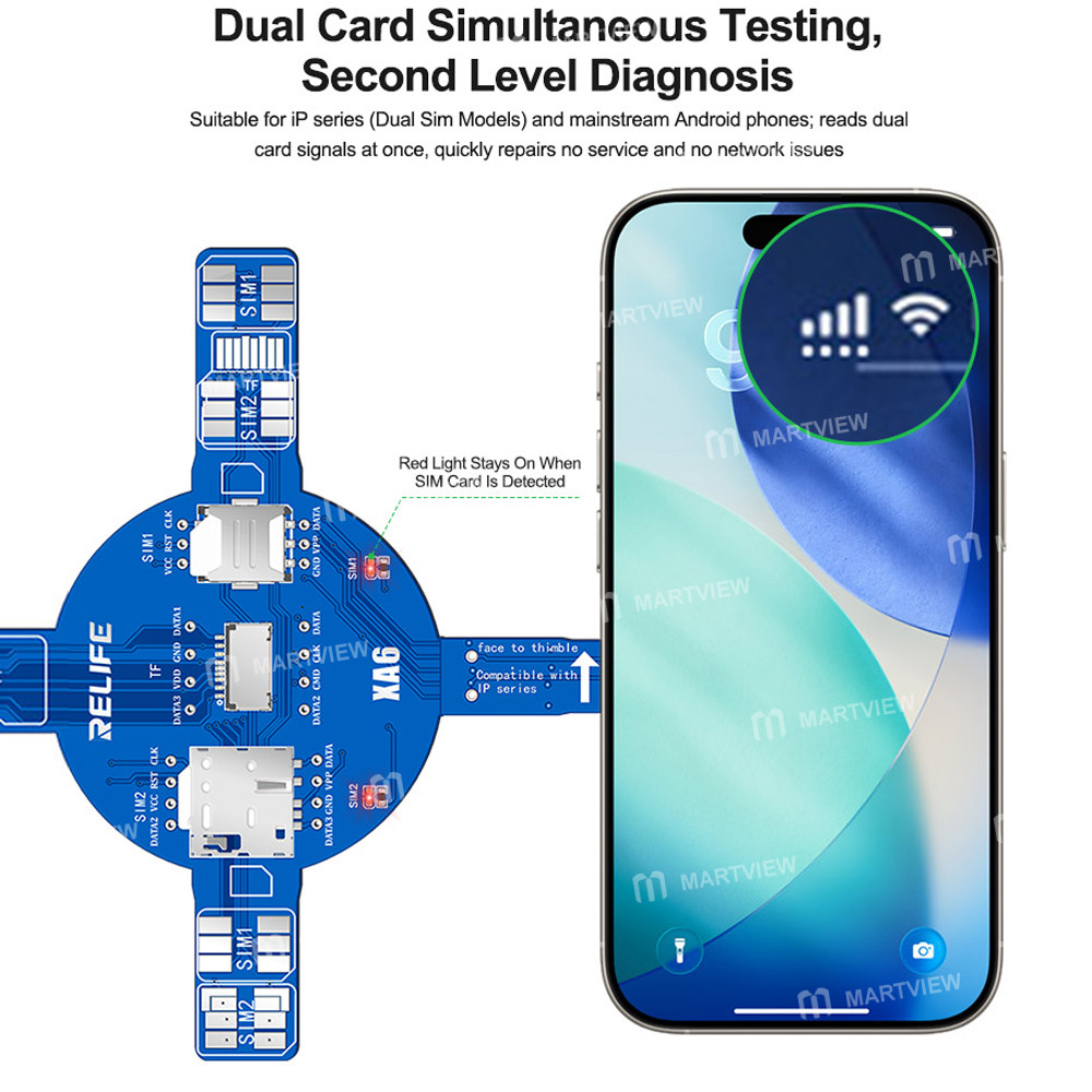 relife xa6-dual-card-signal-test-board-for-iphone-android-sim-tf-nm-card-reading-faults-9
