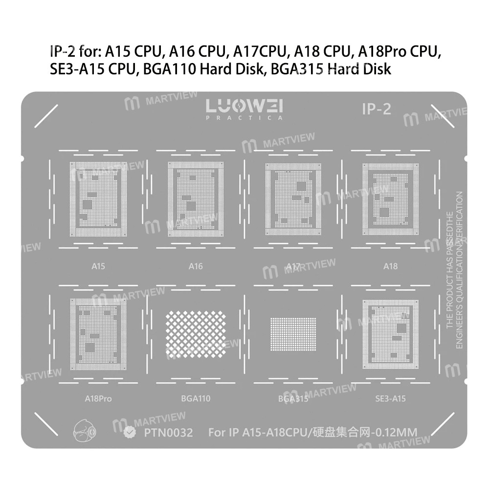luowei cpu-series-bga-reballing-stencil-set-for-apple-hisilicon-kirin-mediatek-qualcomm-3