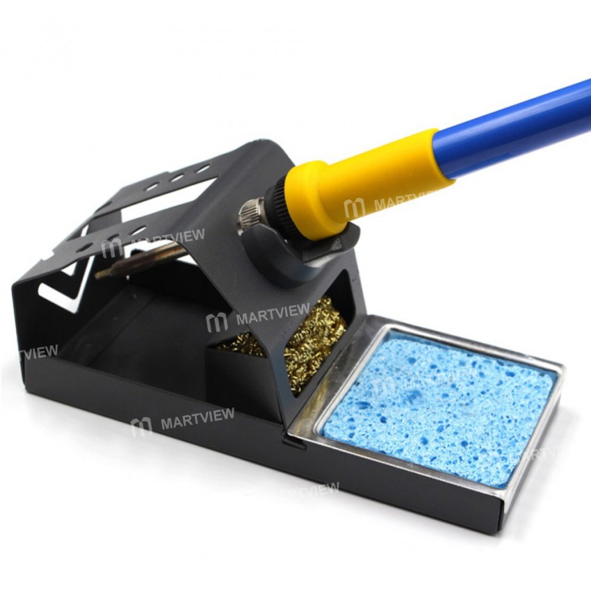 T12 Soldering Iron Station Stand Bracket with Insulation Pad Brass Wire Ball Tip Cleaner Sponge