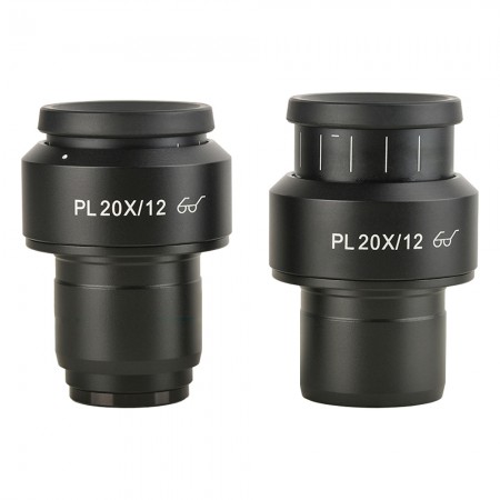 PL20X / 12mm High Eye Point Large Field View Flat Field Microscope Eyepieces - 30mm Mounting Interface
