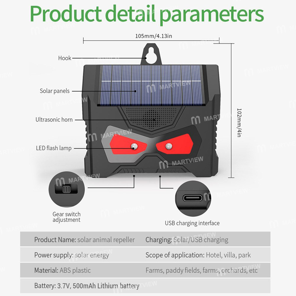 solar powered-raccoon-repeller-waterproof-ultrasonic-animal-repellent-tool-11