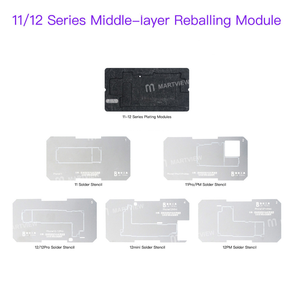 lb tool-f20-max-motherboard-middle-layer-bga-reballing-stencil-tin-plating-platform-for-iphone-11-17