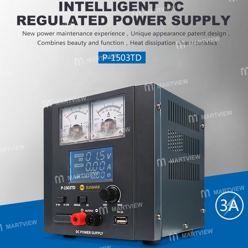 Sunshine P-1503TD 15V 3A Adjustable Intelligent DC Regulated Power Supply with LED Display