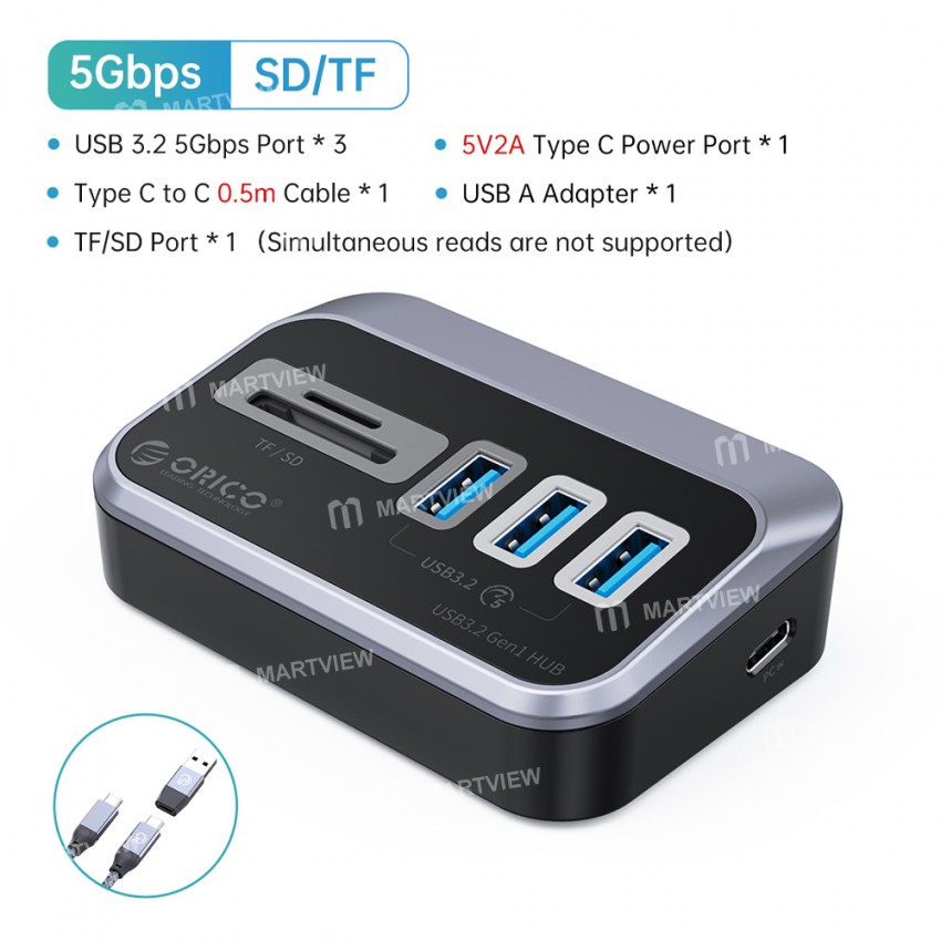 orico m3-series-usb32-gen2-5gbps-4-port-hub-with-card-reading-port-for-desktop-pc-laptop-15