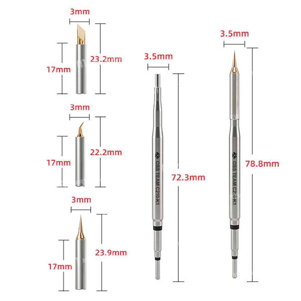 oss team-c210-k1-soldering-iron-tip-with-5pcs-ultra-sharp-needles-for-screen-motherboard-flying-wire