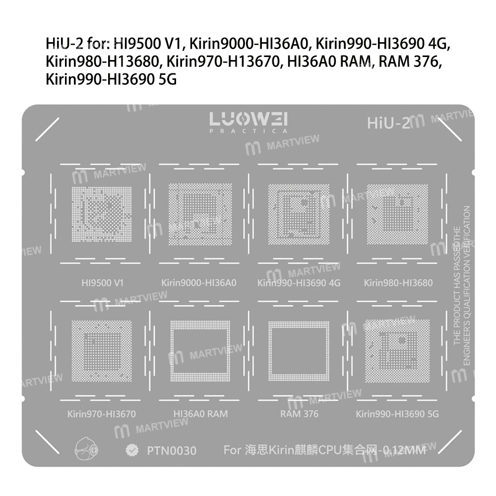 luowei cpu-series-bga-reballing-stencil-set-for-apple-hisilicon-kirin-mediatek-qualcomm-14