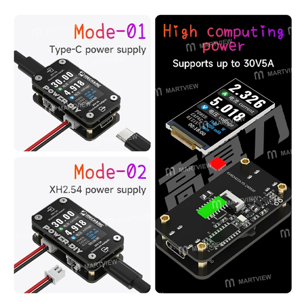 mechanic power-diy-30v-5a-multifunctional-diy-digital-ammeter-with-type-c-xh254-power-mode-3