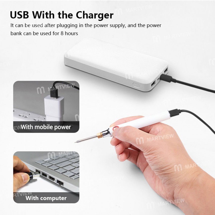 Portable Adjustable Temperature U5V8W USB Soldering Iron with Soldering Stand Holder