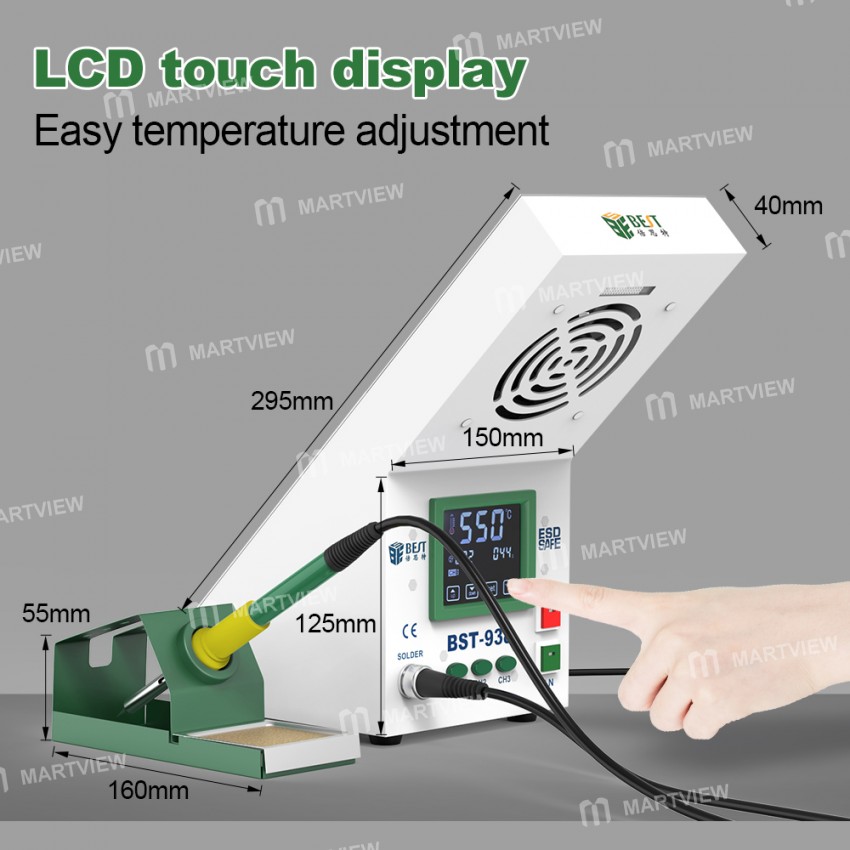 BEST BST-938 LED Electric Iron Smoking Instrument Smoke Purifier Soldering Station with Exhaust Fan
