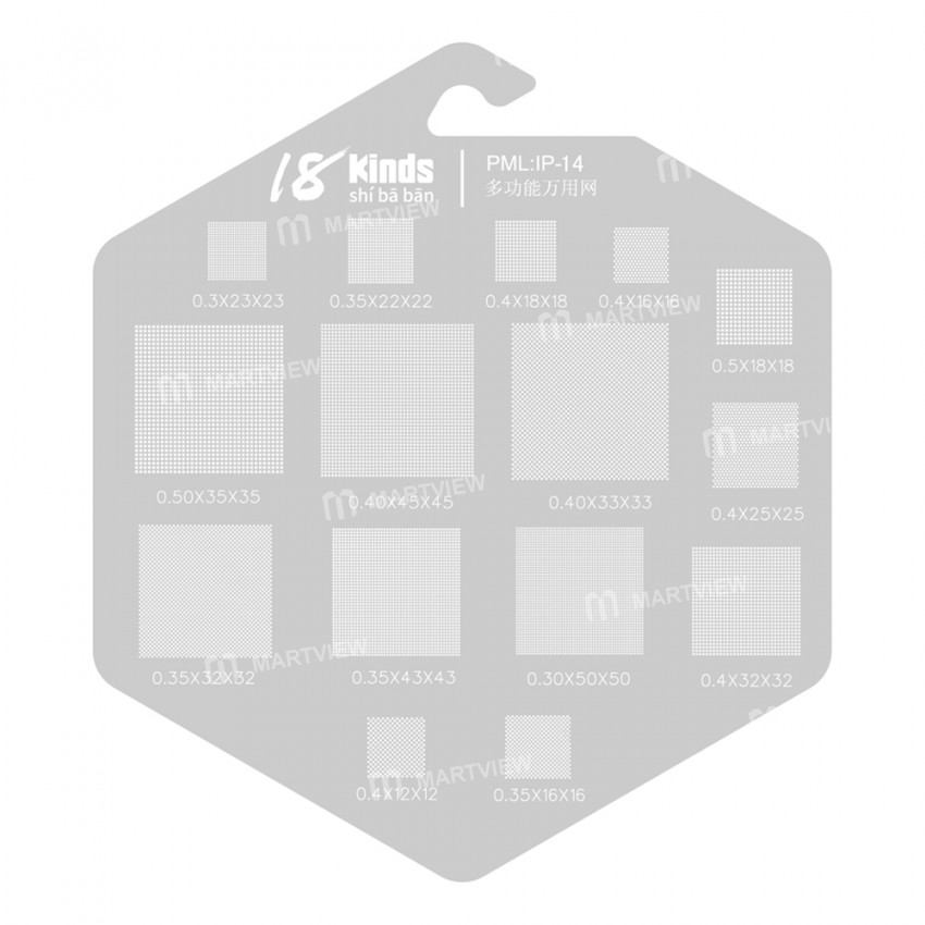 18 Kinds Chip BGA IC Reballing Stencil Kits for iPhone 6 to 13 Pro Max Screen Dot Matrix IC