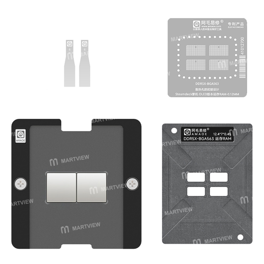 amaoe ddr5x-bga563-bga-reballing-stencil-platform-set-for-steam-deck-handheld-gaming-console-ram-k3k