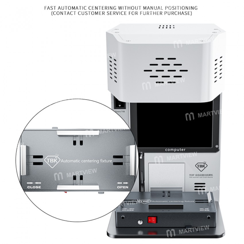 TBK-958F Mini Automatic High Precision 20W Laser Marking and Screen Removal Machine