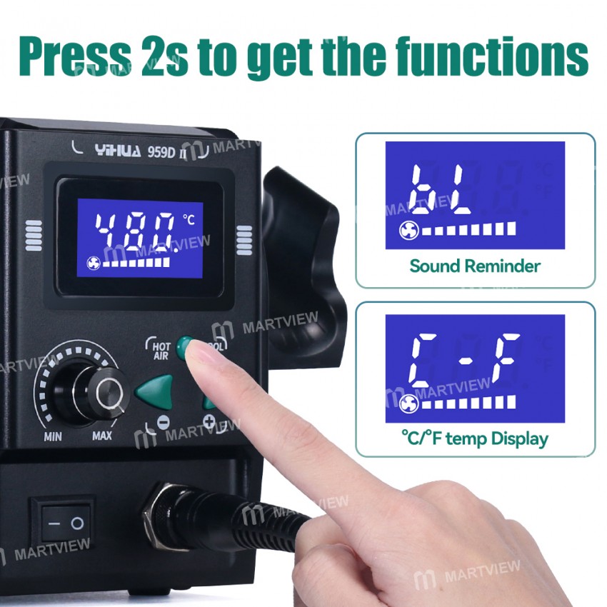 Yihua 959D-II 700W Easy Plug-pull Nozzles Hot Air Gun Rework Desoldering Station
