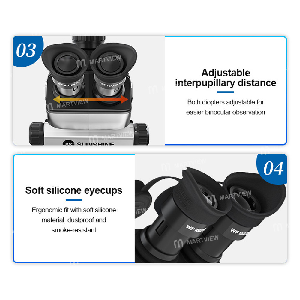 sunshine m8t-ultra-b11-6-72x-synchronous-zoom-trinocular-stereo-microscope-with-b11-big-base-14