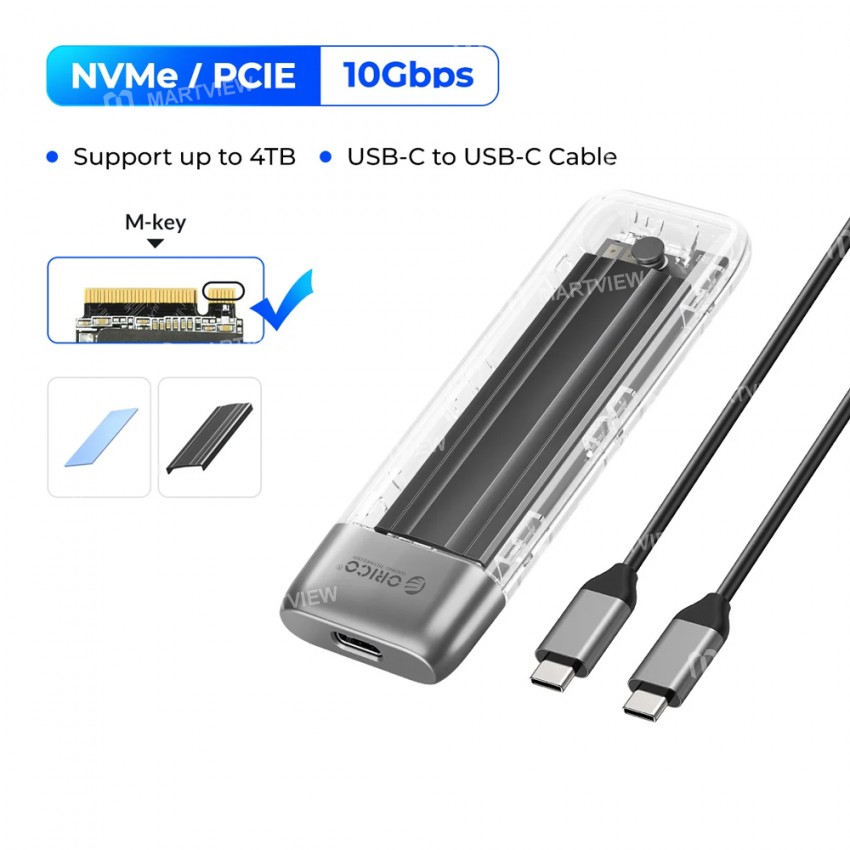 Dual M.2 NVMe SSD Enclosure, ICY BOX 20Gbps NVMe Enclosure Usb C To M2 Adapter For M Key Pcie 2230 2242 2260 2280 M 2 Ssds Tool Free Installation