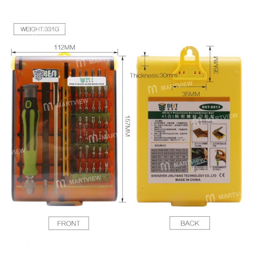 BST-8913 45-in-1 Precision Magnetic Screwdriver Set