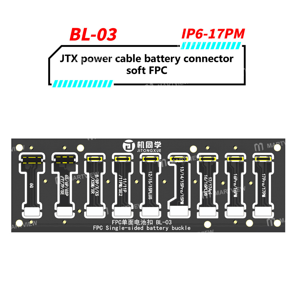 jtx bl-03-power-cable-battery-soft-fpc-connector-supports-iphone-6-to-17-series-2