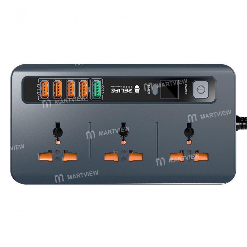 Relife RL-316D 2500W 5 USB Smart LED Digital Display Timer Switch Household Universal Socket