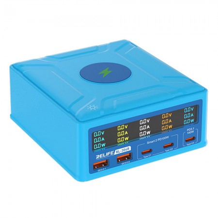 Relife RL-304R 6-Port 260W GaN Smart Digital Display USB Fast Charger Support All Phones & Tablet
