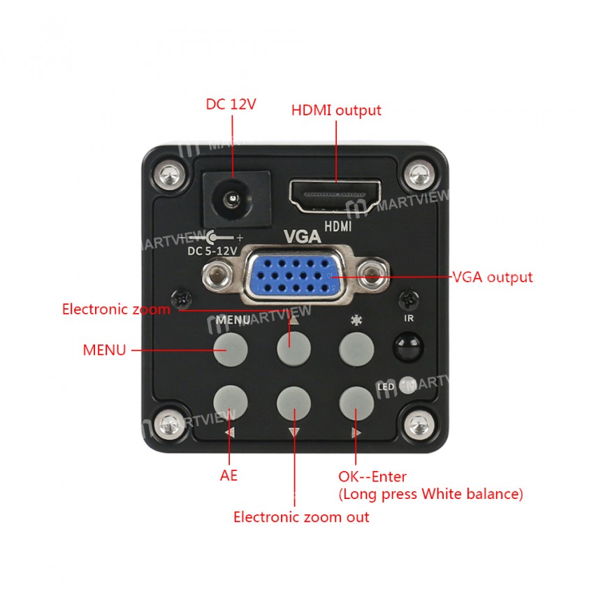 1080P 14MP HDMI VGA Digital Industrial Video Microscope Camera with 35mm Big Visual Fixed Focus Lens