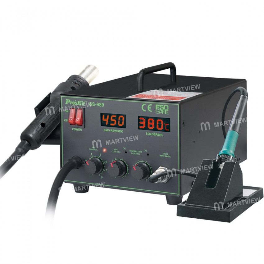 Pro'sKit SS-989 700W 2-in-1 SMD Lead-Free Hot Air Solder Station with Auto Cool