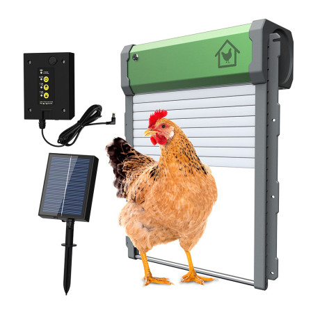 Automatic Chicken Coop Door Solar Powered Timer Light Sensor Remote Control Manual Mode Aluminum Alloy with Anti Pinch Design