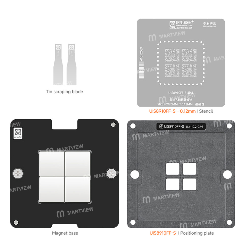 amaoe 012mm-unigroup-spreadtrum-uis8910ff-s-wifi-ic-chip-bga-reballing-stencil-platform-set-2