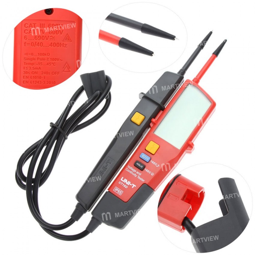 UNI-T UT18D Auto Range Voltage and Continuity Multimeter with LCD Backlight