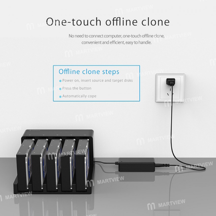 Orico 6558US3-C 5 Bay 3.5-inches USB 3.0 To SATA Offline Copy HDD Docking Station Hard Drive Enclosu