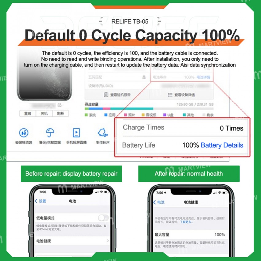 relife tb-05-battery-repair-instrument-for-iphone-8-to-14pro-max-battery-data-cycles-recovery-13