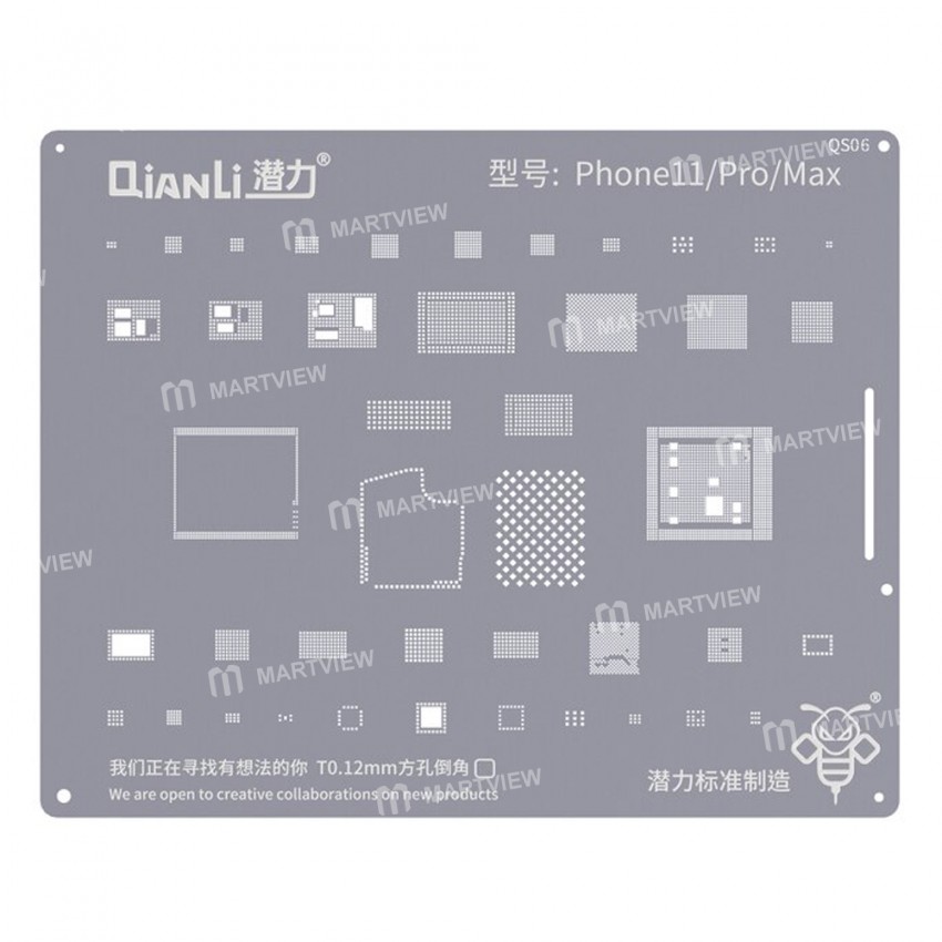 qianli 012mm-bga-reballing-stencil-set-for-iphone-6g-to-13pro-max-apple-a8-to-a15-cpu-16