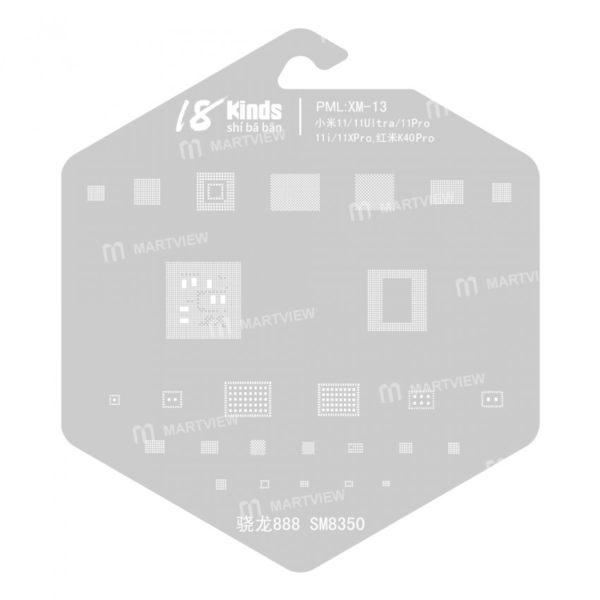 18 Kinds CPU BGA IC Reballing Stencil Kits for Xiaomi Phones