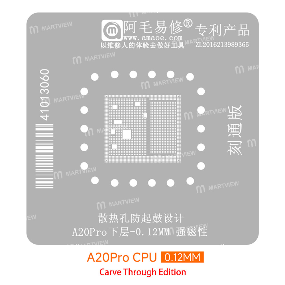 amaoe 012mm-a20-pro-lower-layer-cpu-bga-reballing-stencil-tin-plating-platform-set-for-iphone-18p-18