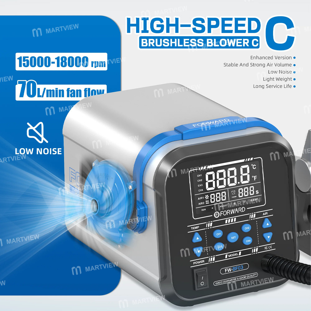 forward fw-bf03-tpu-1300w-high-precision-temperature-control-hot-air-gun-desoldering-rework-station-