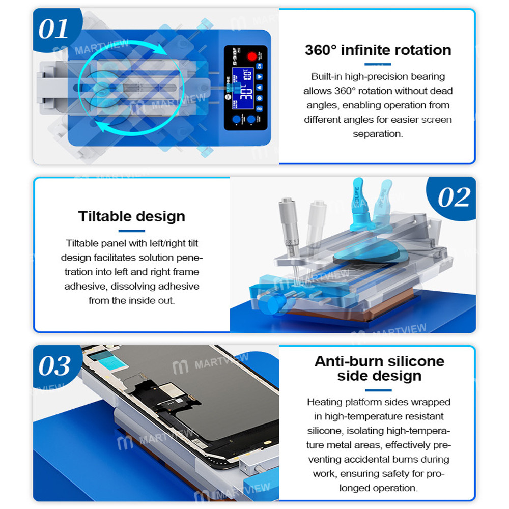 sunshine s-918f-pro-9-inch-strong-silent-noise-reducing-electronic-brake-lcd-screen-heating-separato