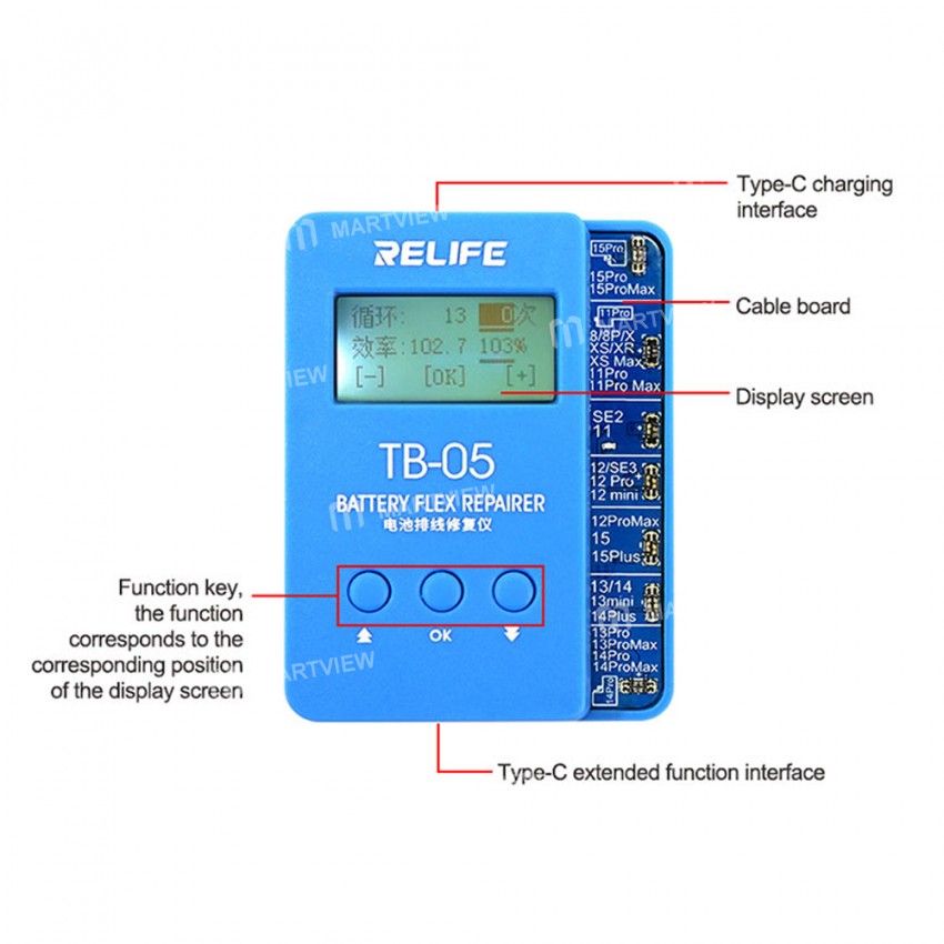 relife tb-05-v90-battery-repair-instrument-for-iphone-8-to-15pro-max-battery-data-cycles-recovery-2