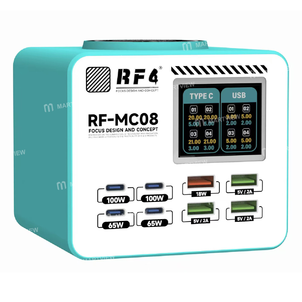 rf4 rf-mc08-150w-smart-full-color-lcd-display-multi-port-charger-for-mobile-phone-laptop-charging-1