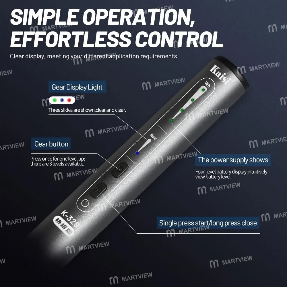 Kaisi 329 Multifunction Charging Polish Pen with 9Pcs Grinding Heads for Motherboard CPU IC Polishin