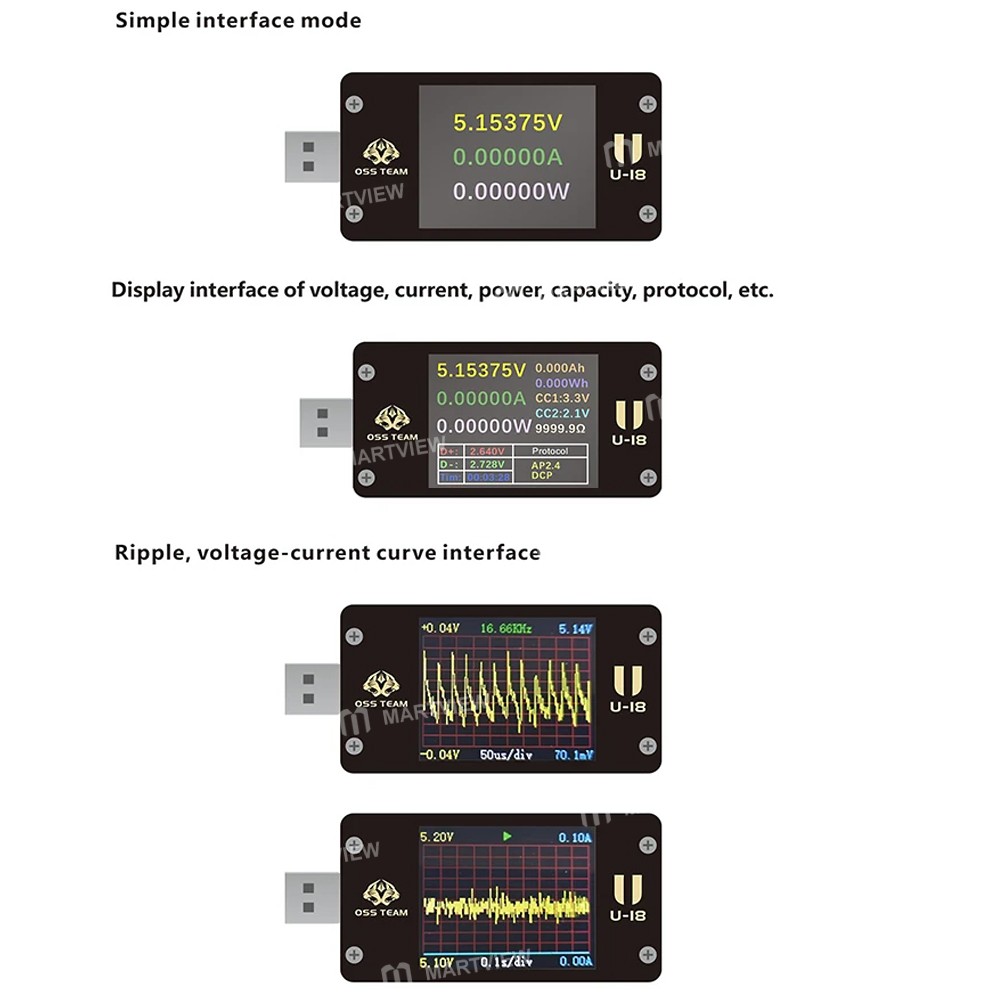 oss u18-multifunctional-high-precision-voltage-current-tester-supports-pd-qc20-qc30-protocol-12