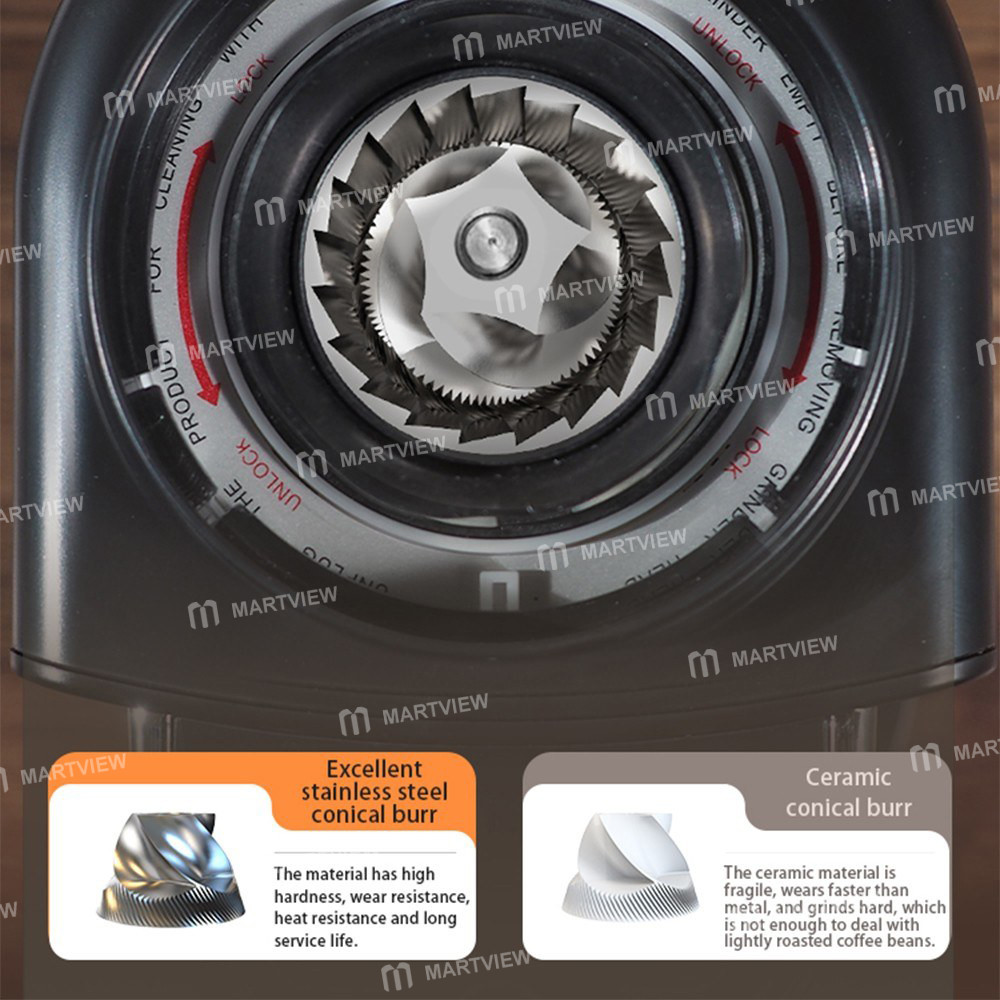 hibrew g3a-coffee-grinder-40mm-conical-burr-air-blower-31-gear-scale-memory-antistatic-manual-auto-v