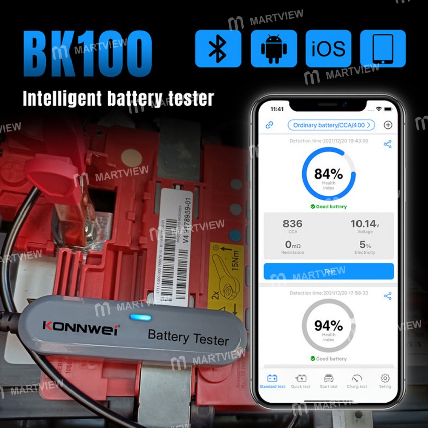 BK100 Multifunction Bluetooth 12V Lead-Acid Battery Diagnostic Test Instrument