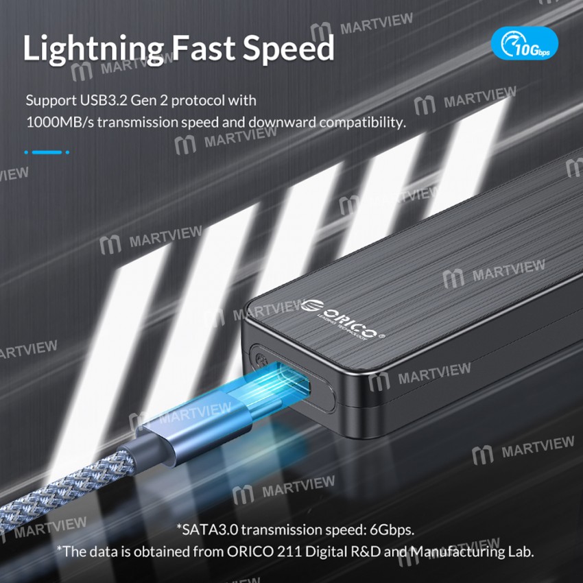 Orico USB3.2 Gen2 to Type-C 10Gbps M.2 NVMe SSD Enclosure Built-in Metal Heat Solid
