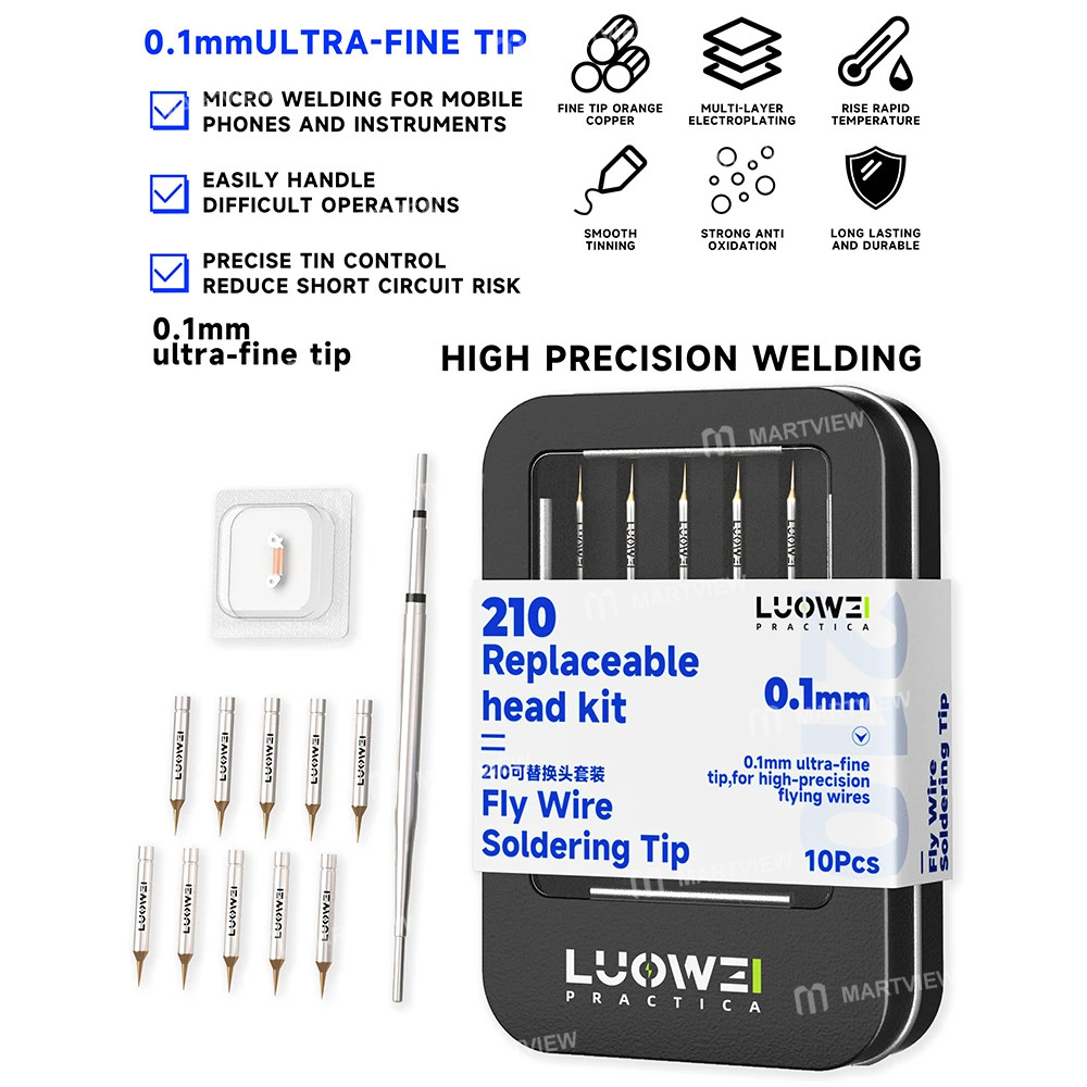 luowei lw-c210-soldering-iron-tip-with-10pcs-ultra-sharp-needles-for-screen-motherboard-flying-wire-