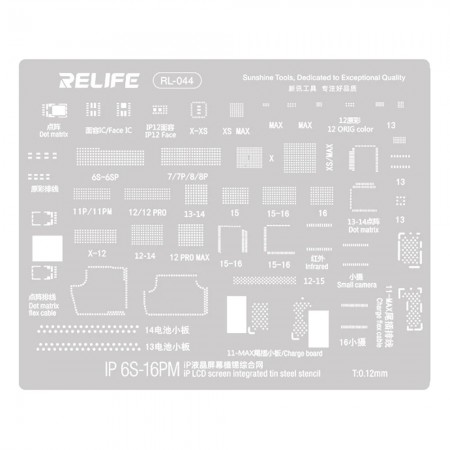 Relife RL-044 Screen IC / Face / Tailboard / Infrared / True Color BGA Reballing Stencil for iPhone 6S to 16PM