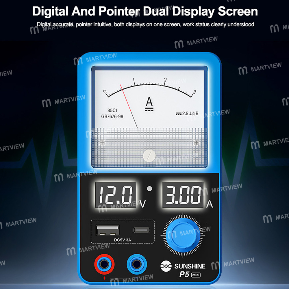 sunshine p5-mini-5v3a-dual-display-smart-power-supply-with-pointer-type-ammeter-9