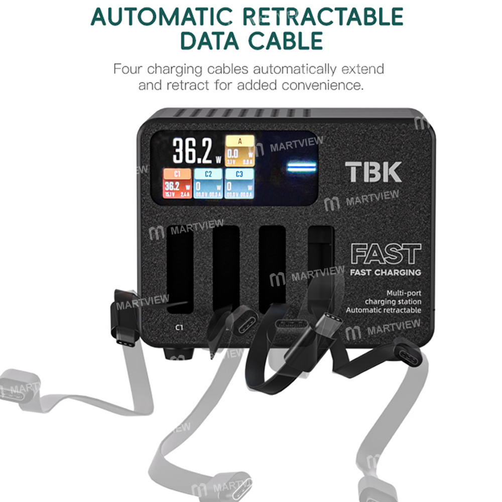 tbk 120w-multi-port-retractable-fast-charging-station-supports-up-to-iphone-40w-android-66w-6