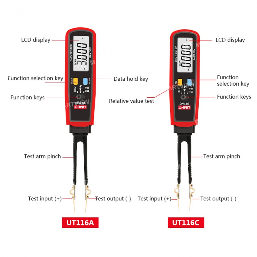 uni t-ut116a-rotatable-tweezer-multimeter-for-resistance-capacitance-led-diode-7