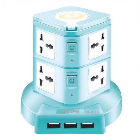 Relife RL-313A 10A Multi-function Smart Power Socket with 3 USB Fast Charge Port
