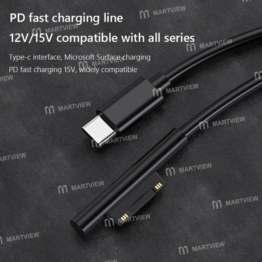 1.5M 15V/3A Magnetic Attraction Type-C Fast Charging Cable for Microsoft Surface Pro 3/4/5/6