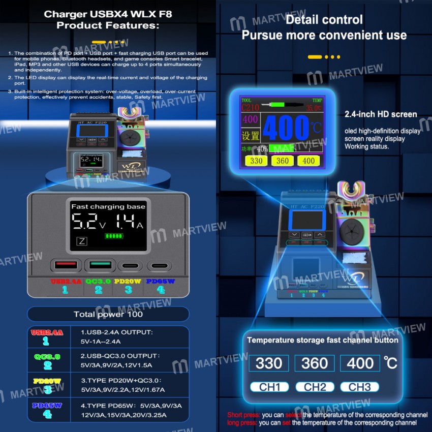 WL T115 / T210 / T245 Nano Soldering Station Rapid With 3 Soldering Iron Tips for Integrated Circuit